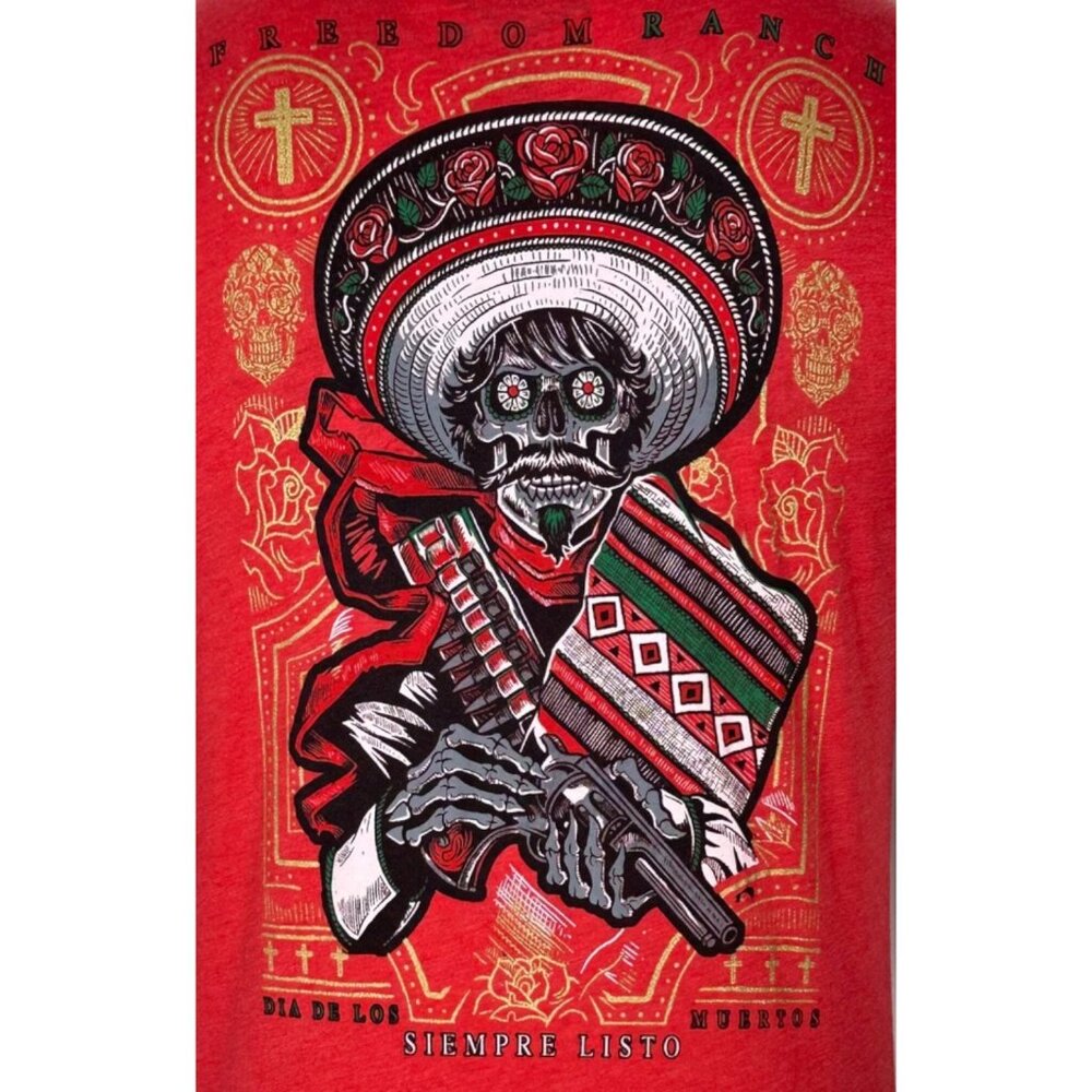 Freedom Ranch Men's T-shirt Always Ready Dia De Los Muertos - Picture 4 of 8